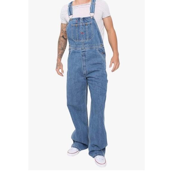 Skyline Wears Men's Size 32x32 Blue Denim Bib Overalls Dark Wash Wide Leg Fashio - Picture 16 of 16